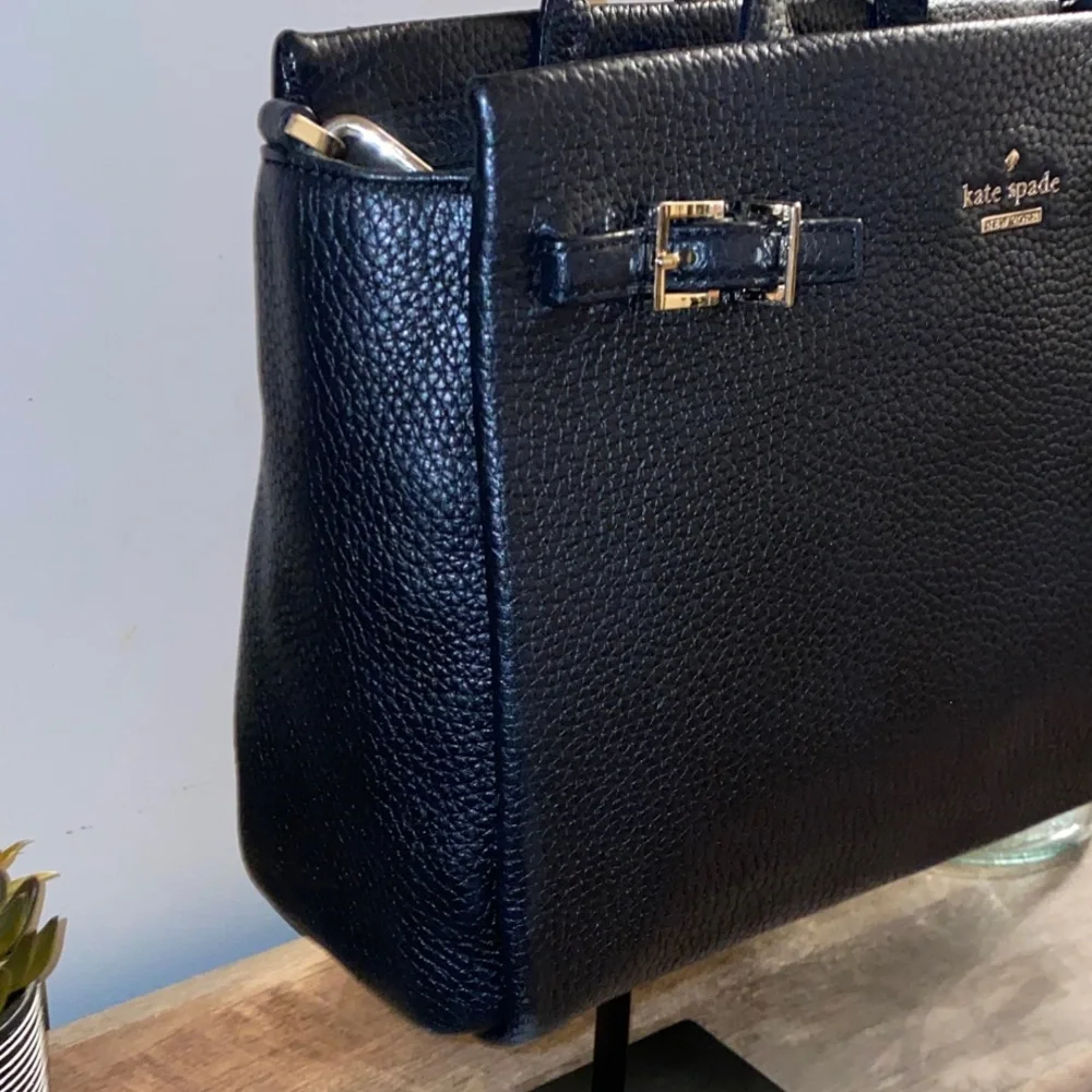 Kate Spade Holden Street Rani Black Pebbled Leather Satchel Handbag Shoulder Bag